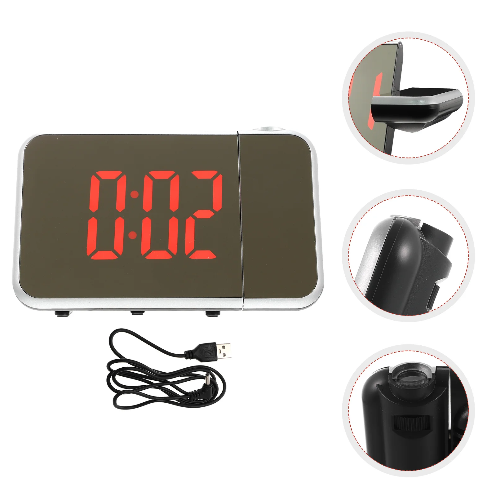 

1 Set Table Projection Clock Mirror Effect LED Table Projection Clock Electronic Alarm Clock for Dormitory