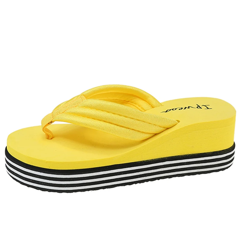 

Women Mixed Color Platform Flip Flops Women 2022 Summer Clip Toe Wedges Sandals Woman Comfy Thick Sole Beach Slippers Female