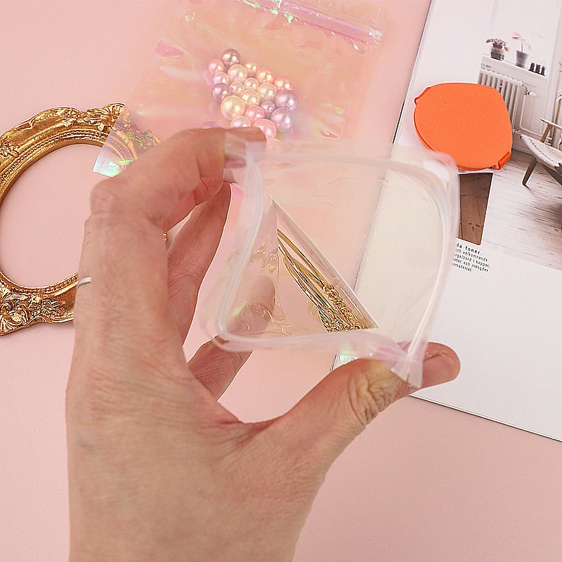 100 шт. многоразовые лазерные переливающиеся пакеты с застежкой-молнией