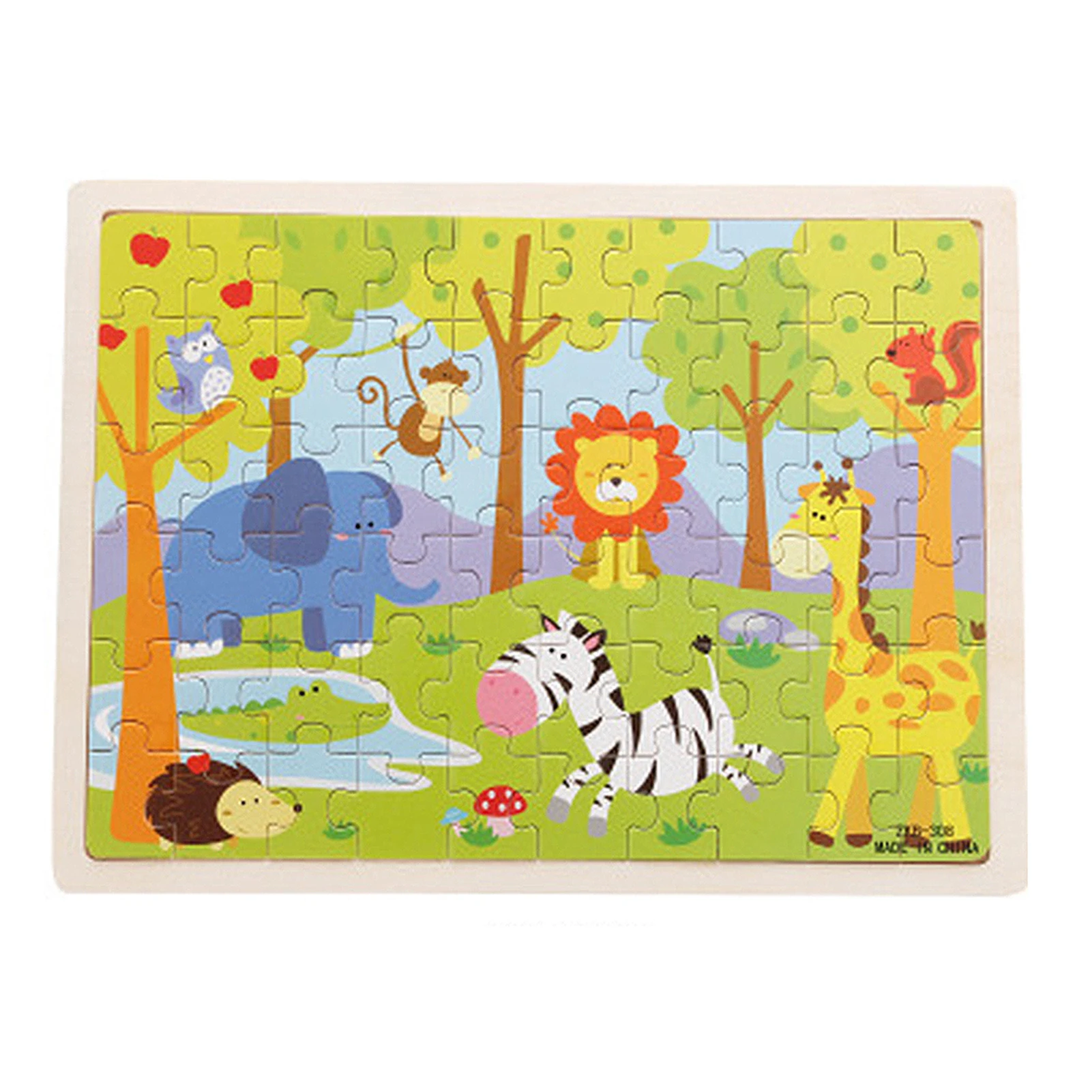 

Kids Wooden Cartoon Cognitive Puzzle Baby Colorful Educational Toy For Toddler