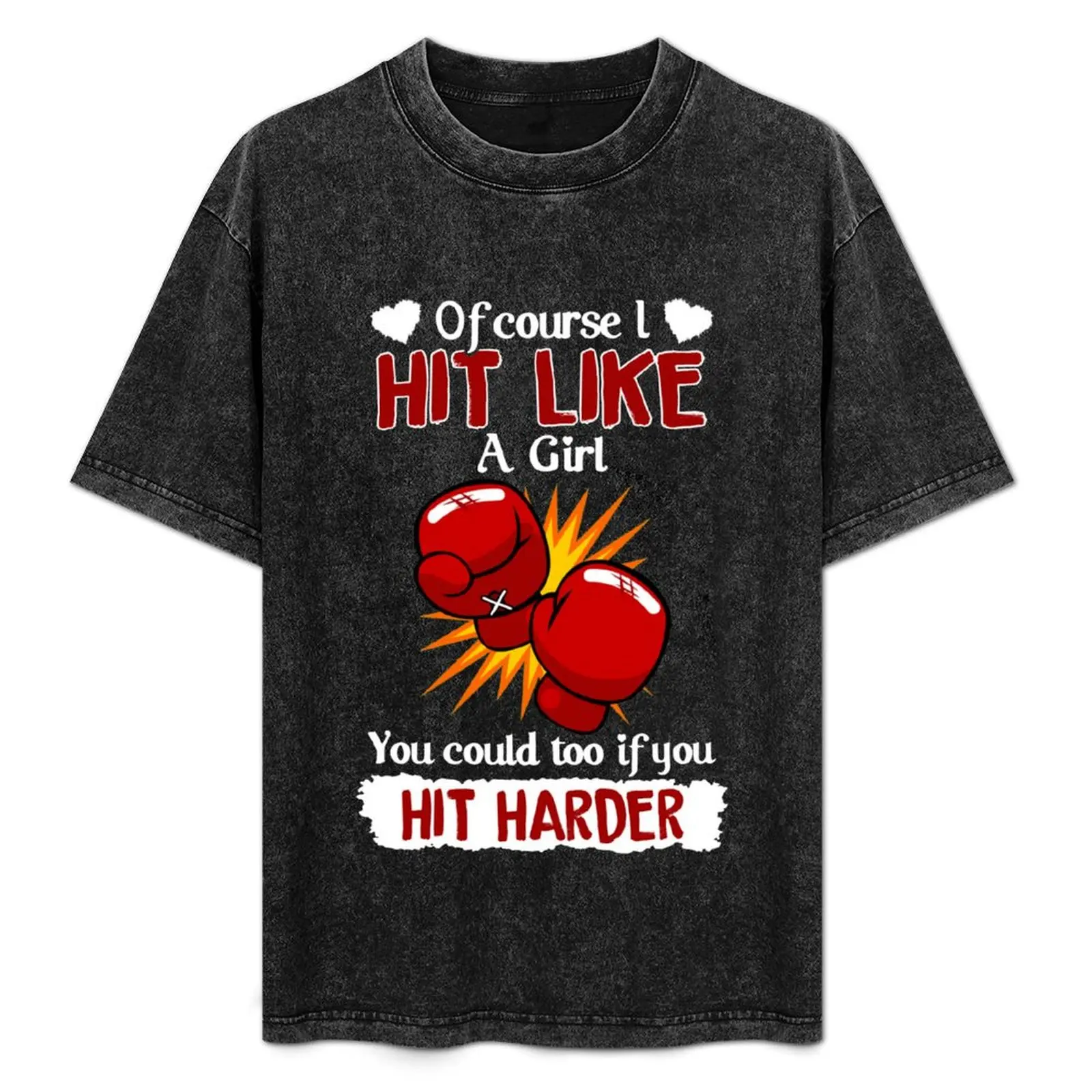 Фото Футболка Hit Like A Girl, забавная футболка для кикбоксинга и бокса, футболка с винтажным принтом и круглым вырезом №1