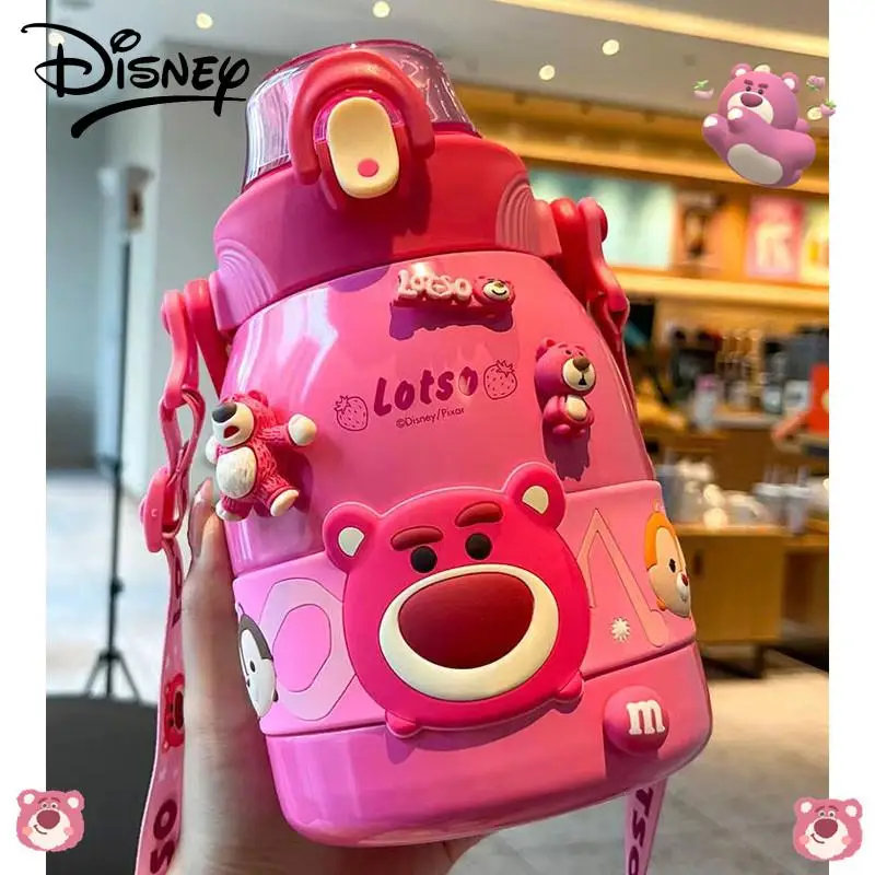 

1000Ml Lotso Thermos Cup Creativity High Capacity Student Straw Cup Donald Duck Child Girl Kettle Mickey Minnie Birthday Gift