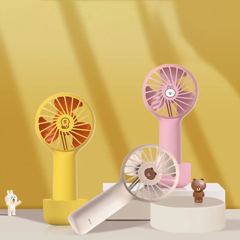 

Line Friends Cony Sally Cartoon Kawaii Cute Small Fan USB Rechargeable Handheld Small Fan Mini Mute Student Small Fan