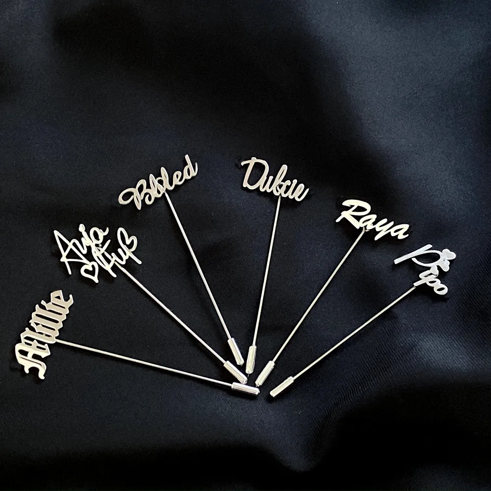 

Персонализированная Мужская брошь на лацкан с именем на заказ, значок на воротник, ювелирное изделие из нержавеющей стали, подарок папе, акс...