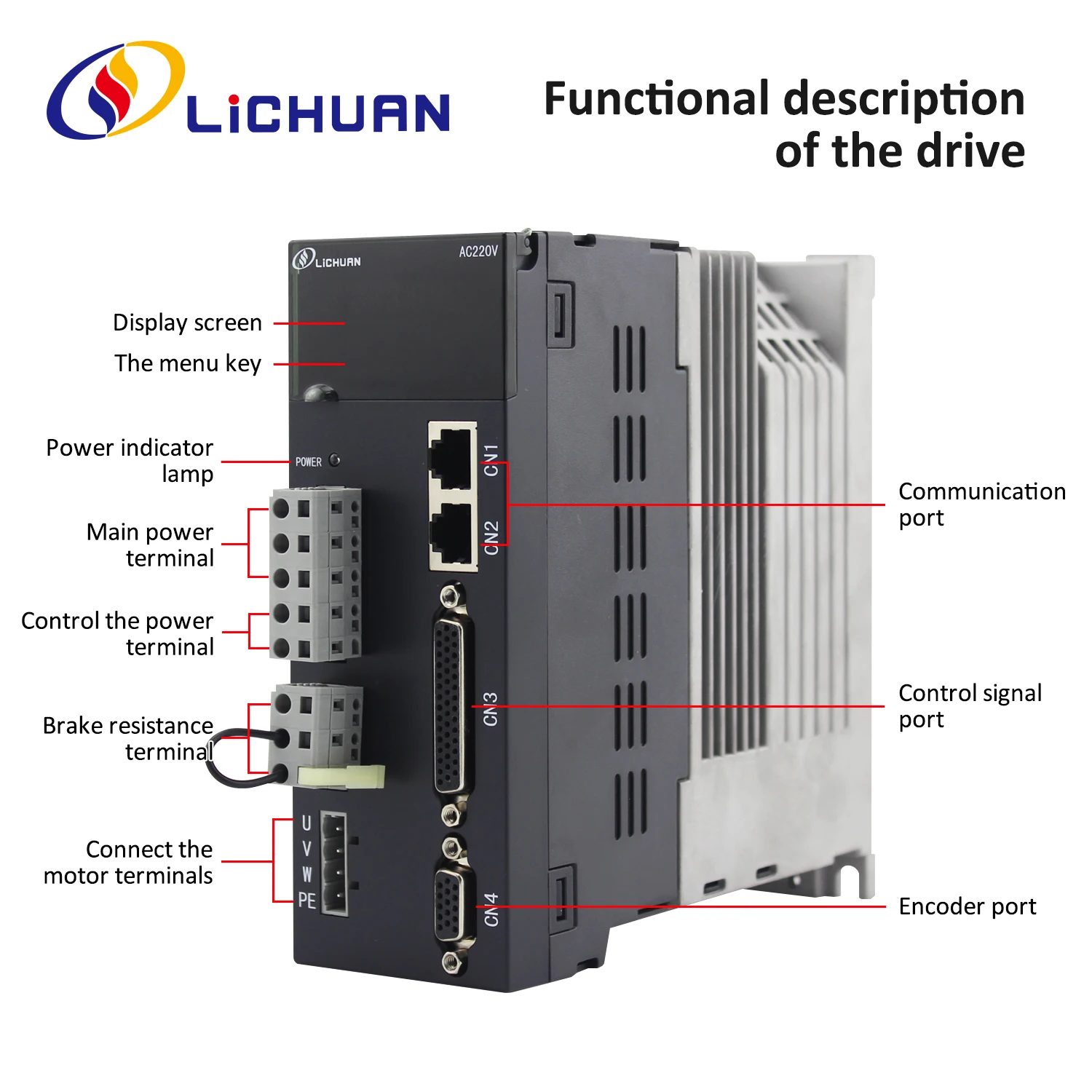 Lichuan A4 3000 об/мин 200/400/600 Вт комплект контроллера серводвигателя переменного тока 220