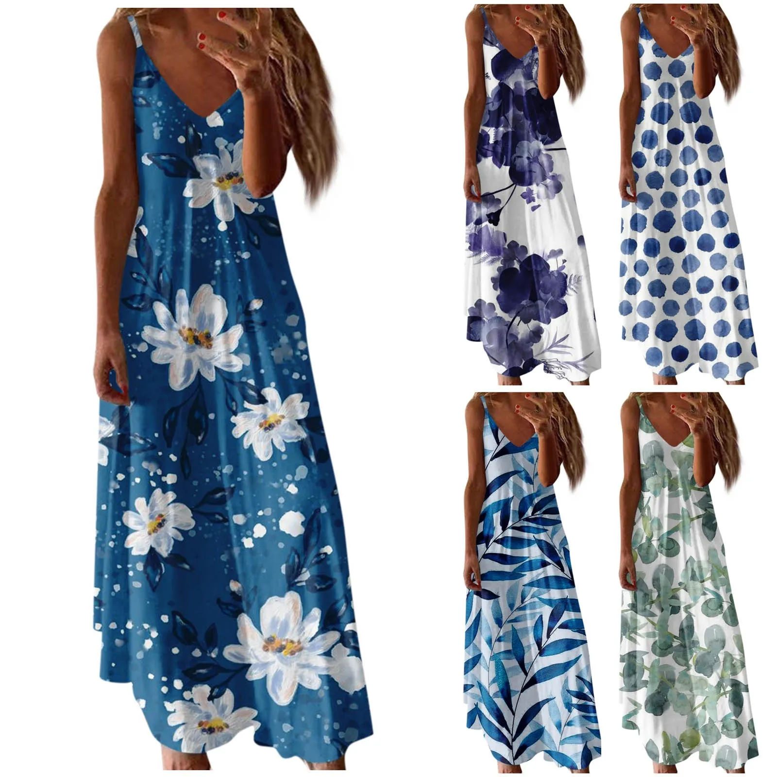 

Модные женские платья 2023, модное Повседневное платье с принтом, свободное милое строченное платье на бретелях, элегантное женское платье