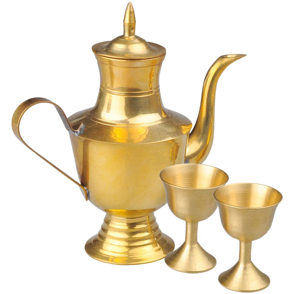 

1 Set Decorative Kettle Copper Cups Container Retro Spirits Cup Set