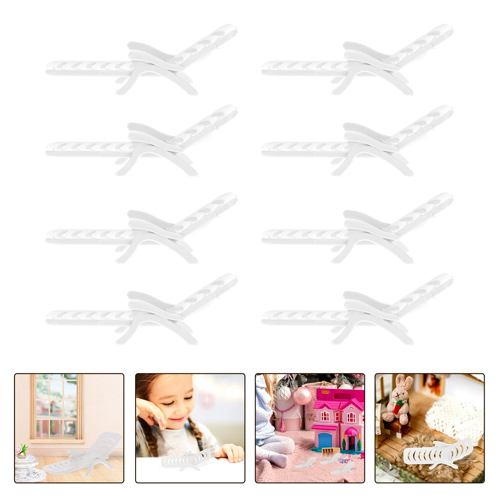 

8Pcs Miniature Beach Chair Models Min Chair Model Dolly House Landscaping Decor Mini House Supply for Home Office Mini House