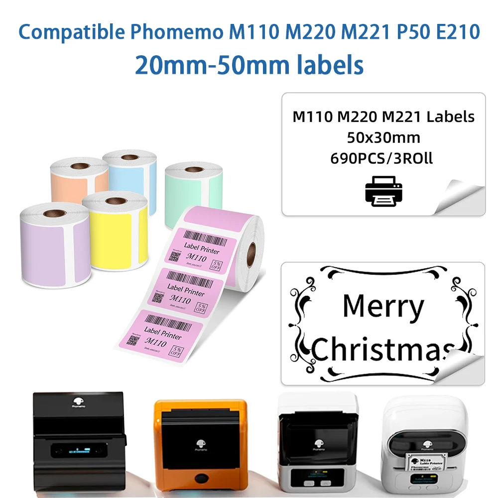 Термопринтер для этикеток Phomemo M110 M120 M200 M220 E210/P50/DETONG P1