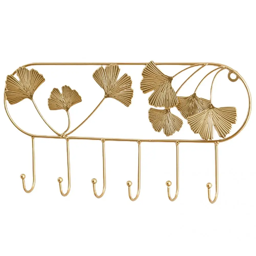 Декоративные листья причудливый подвесной Железный крючок для пальто золотой