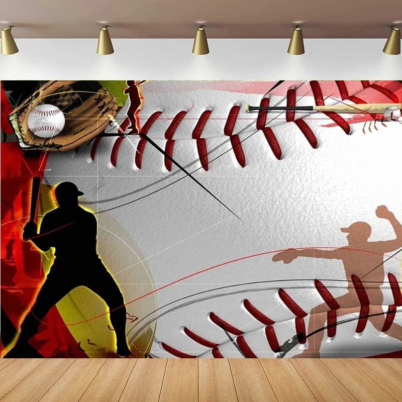 

Photography Backdrop For Sports Party Decoration Classic Baseball Serve Catching Background for Fans Party Banner Party Supplies