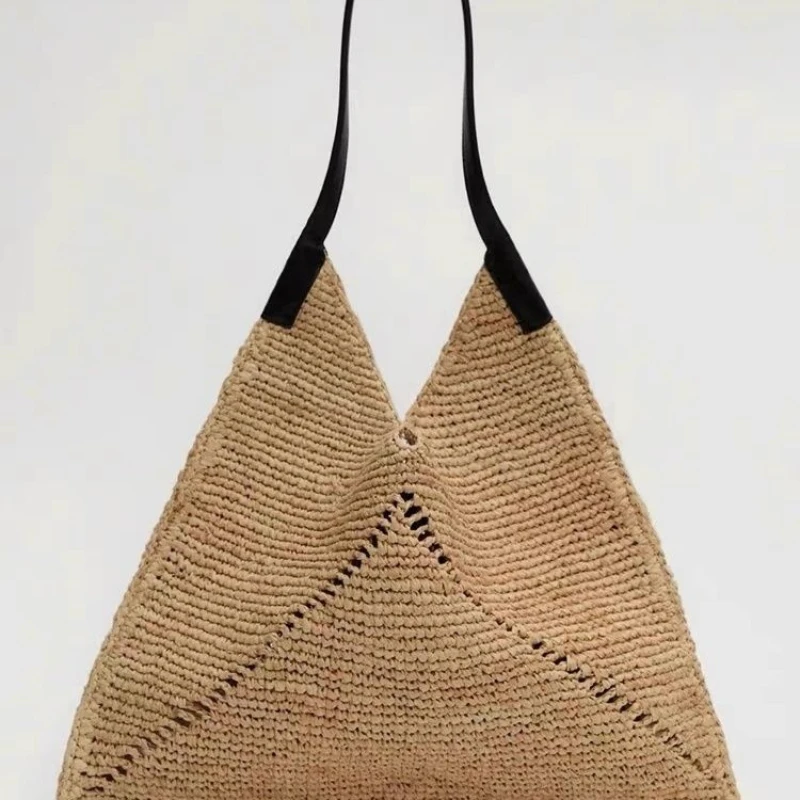 Сетчатая красная сумка-тоут с же автомобильной строчкой складная соломенная