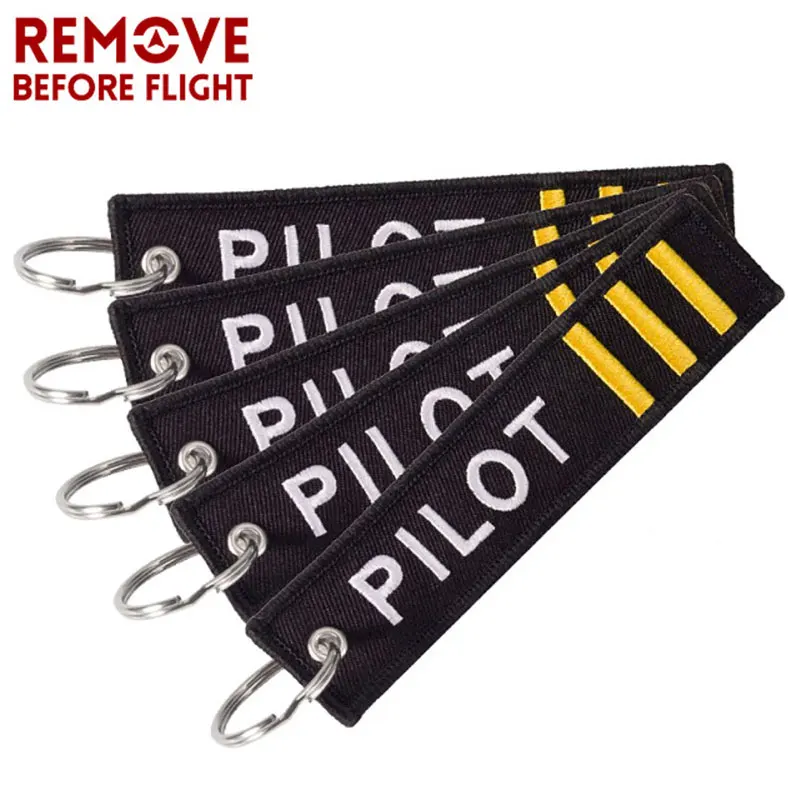 

5PCS Embroidery Pilot Key Chain Remove Before Flight Keychain for Men Aviation Gifts Luggage Tag Label Fashion Keychains