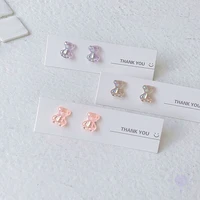stainless steel earrings fashion jewelry 2021 female colorful bear new cute mini candy acrylic earrings korean trend ear clips