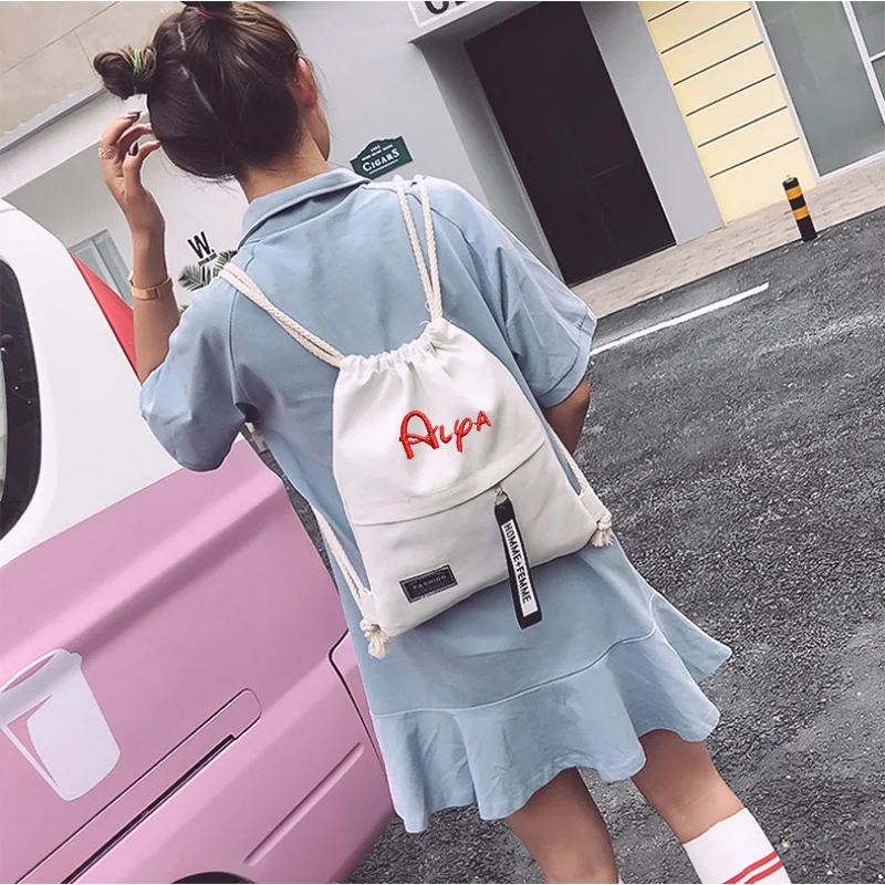 

Customized Name Drawstring Canvas Bag Backpack For Tutoring Students Backpack Lightweight Backpack For Tutoring Pocket Cloth Bag