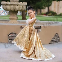 golden sequin aline flower girl dresses toddler kids couture custom made birthday wedding party dresses costumes first comunion