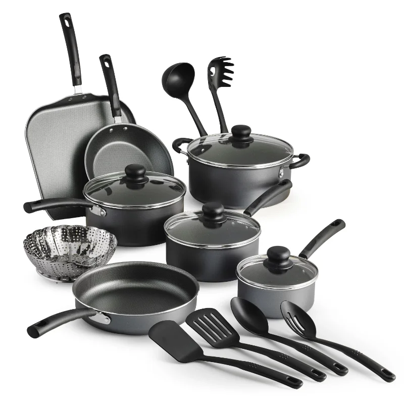 

Tramontina Primaware 18 Piece Non-stick Cookware Set, Steel Gray Itchen Cooking Pot Set Cocina Pots and Pans Set