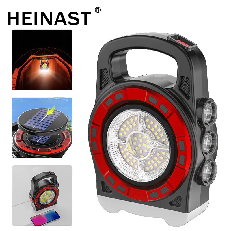 

Новый портативный фонарик портативное солнечное освещение LED COB с зарядкой через USB и внешним аккумулятором, многофункциональный фонарик, прожектор, фонарь для кемпинга