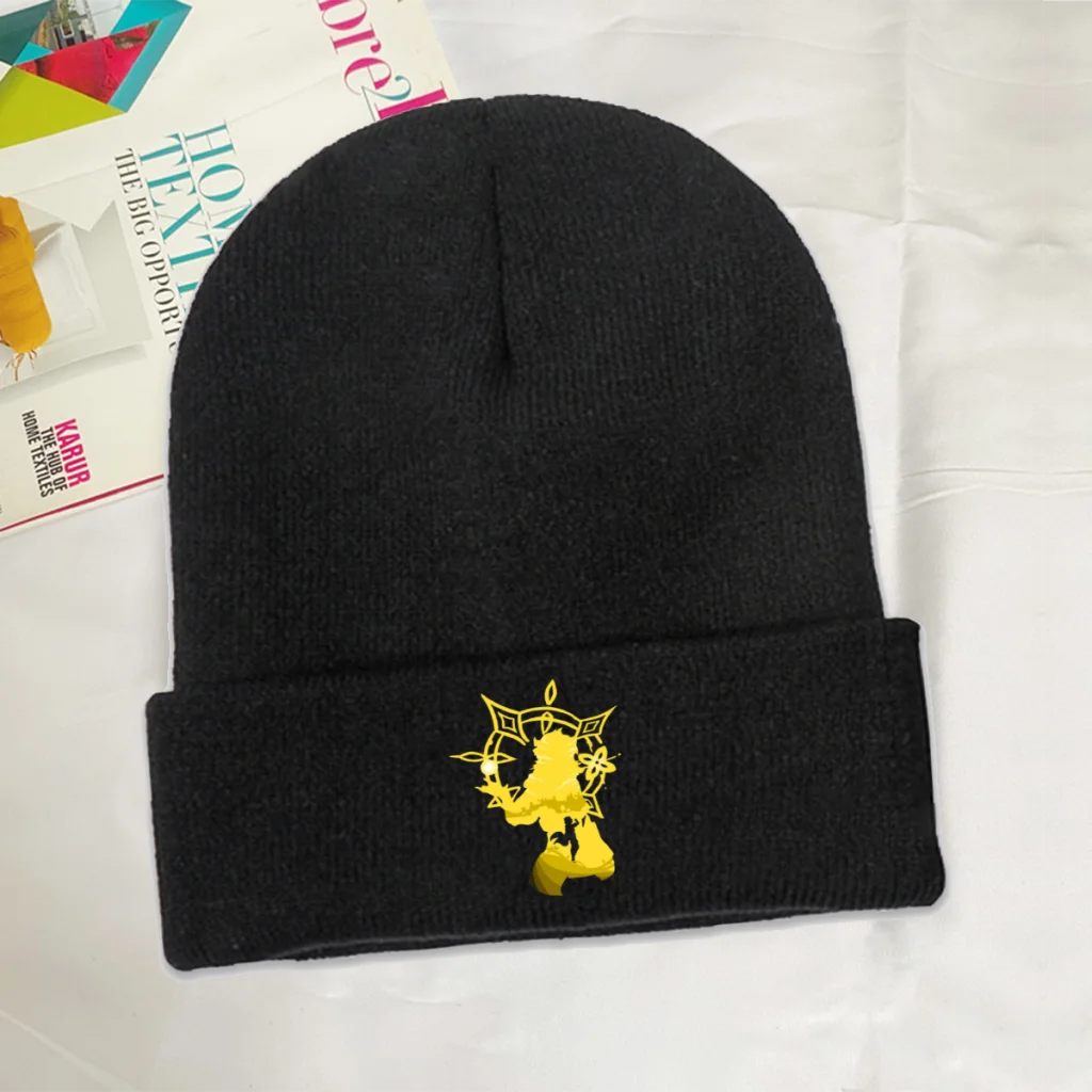 

Yellow Skullies Beanie Genshin Impact Online Role Playing Game Fashion Knitted Bonnet Girls Boys Warm Caps Brimless Elastic Hats