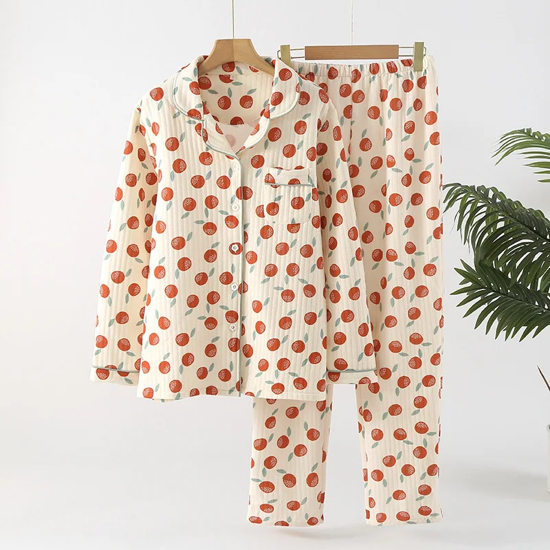 Утепленная одежда для сна из двух предметов женская домашняя пижама брюки