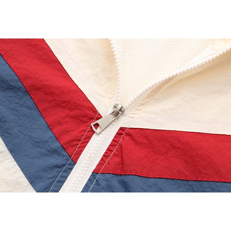 Plus Size Women's XL-4XL Patchwork Spring Summer Jackets Long Sleeved Zip Up Female Outerwear