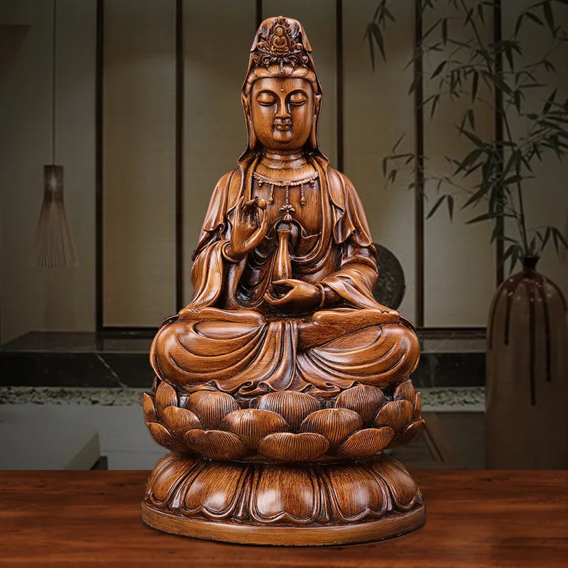 

Chinese style lotus Guanyin ornament Home Offering Feng Shui Crafts Avalokitesvara Bodhisattva sending off son Avalokitesvara