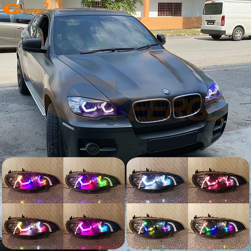 

For BMW X6 E71 E72 X6M 2008 - 2013 2014 Ultra Bright Concept M4 Iconic Style Dynamic Multi Color RGB LED Angel Eyes Halo Rings