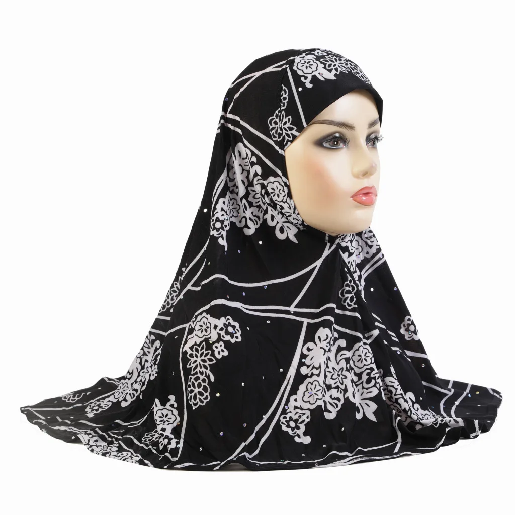 Muslim Hijab Women Printed Headscarf Elastic Muslim Female Turban Chemo Hat Hair Loss Cover Head Wrap Stretch Headwear