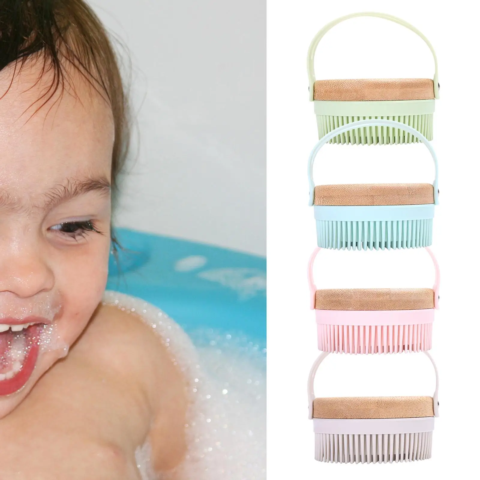 

Handheld Hair Scalp Massager Shampoo Brush Soft Massage Brush for Hair Care Cleaning, Washing Kids SPA - Green