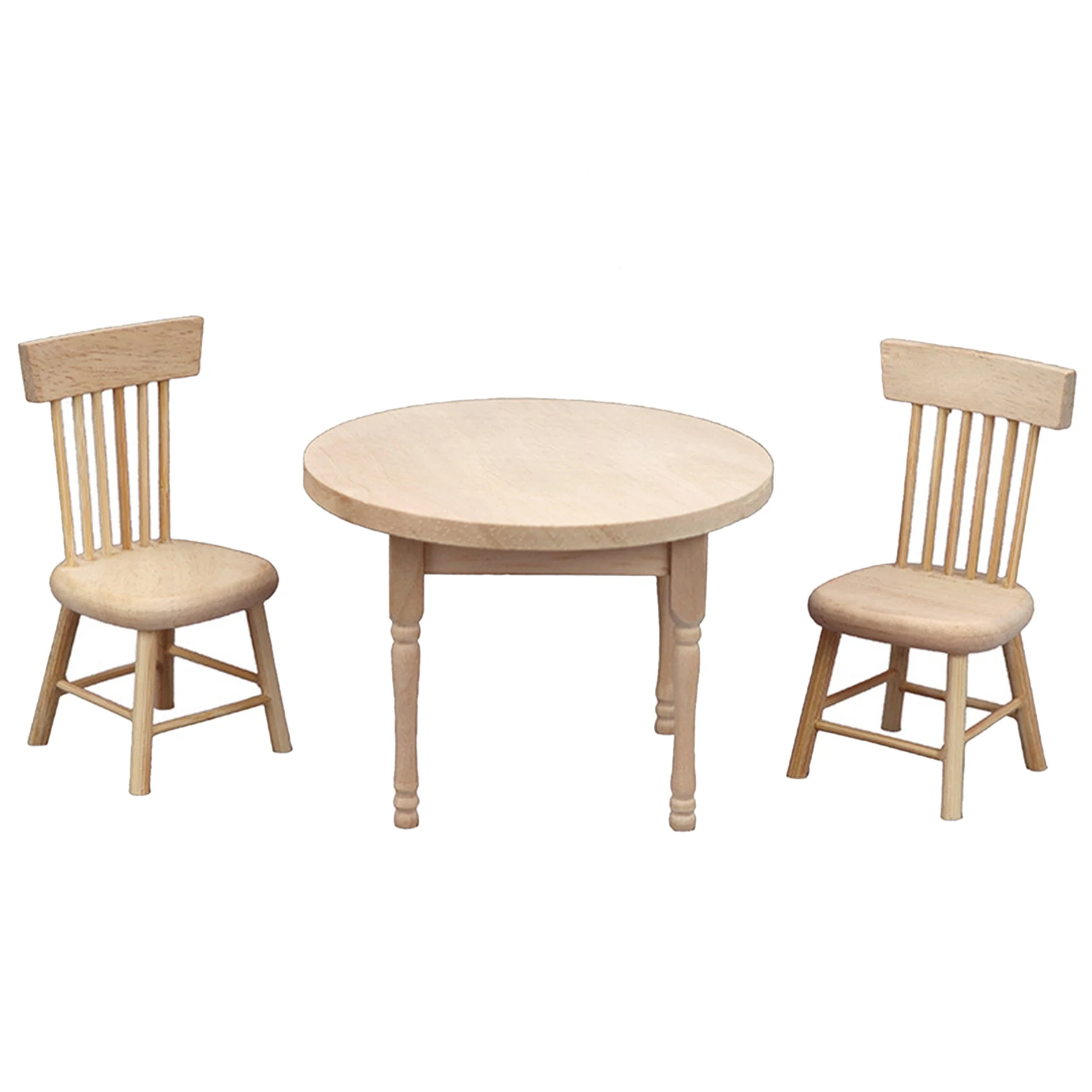

1/12 Scale Doll House Round Table Dining Table Chair Set Simulation Furniture Model for Doll House Decoration