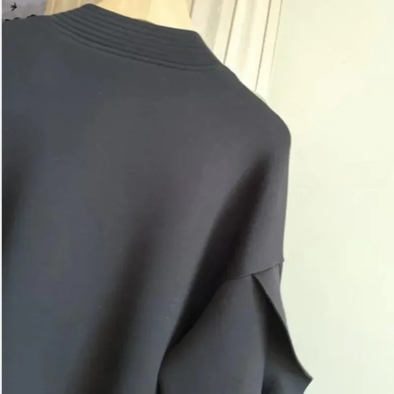 DAYIFUN-кардиган большого размера осенне-зимний кружевной рукав-фонарик сплошной