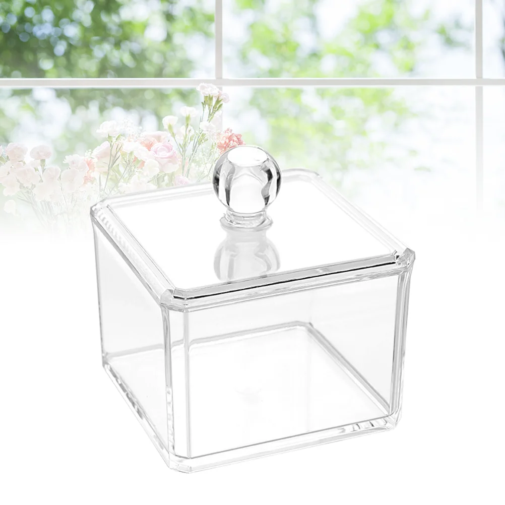 

2 Pcs Swab Apothecary Jars Clear Container Cotton Pad Container Container Lid Cotton Swab Q-Tips Box