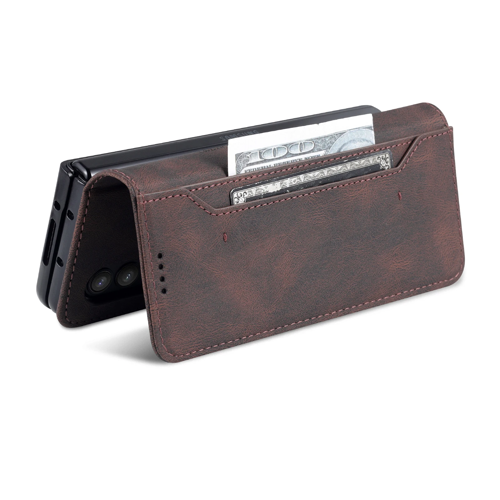 AZNS Leather Case Quality Fitted for Samsung Galaxy Z Fold 3 5G/ Fold3 5G Phone Bags Card Slots Wallet protective Holster