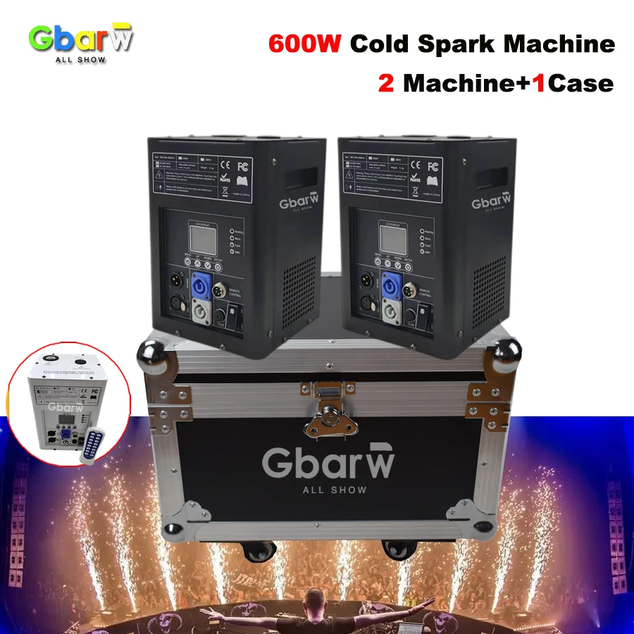 

No Tax 2Pcs Cold Sparks Machine With Fly Case 600W Cold Firework Machine DMX Remote Control Sparking Spark Machine For Wedding