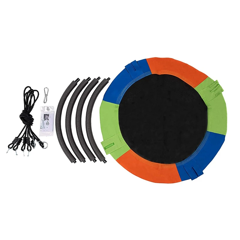 

HOT-40 Inch Kid Saucer Tree Swing Set 600D Heavy-Duty Oxford Fabric Platform Swing Seat With Steel Frame & Carabiner Support