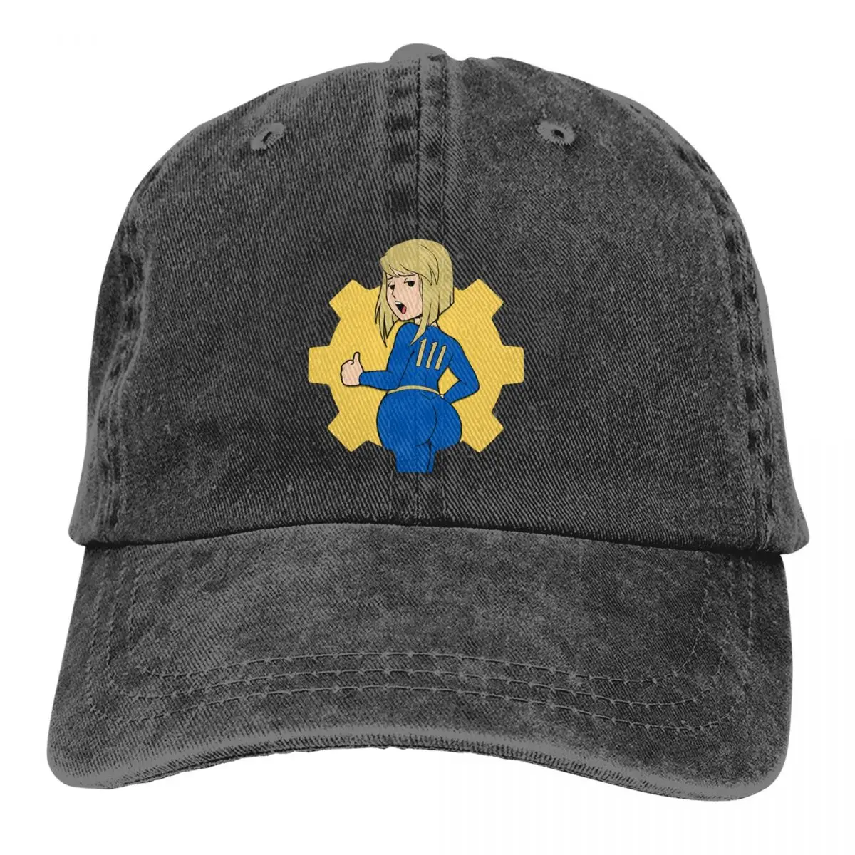 

Washed Men's Baseball Cap Vault Girl Trucker Snapback Caps Dad Hat Fallout Shelter Resident Strategy Game Golf Hats