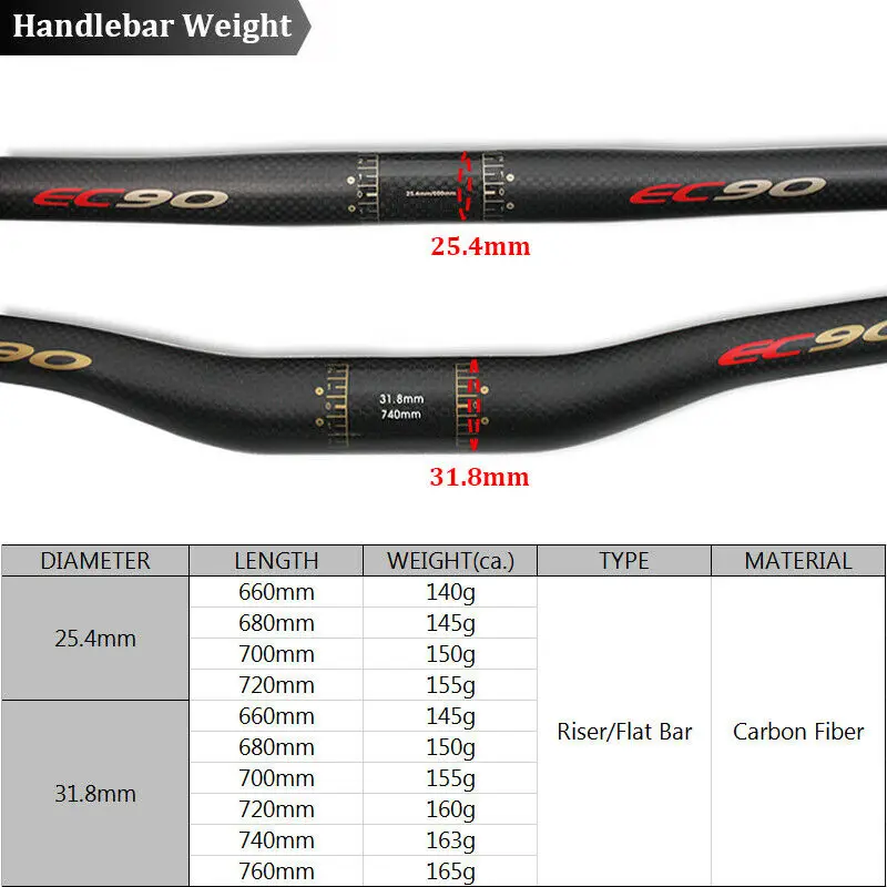 EC90 руль из углеродного волокна плоский стояк Mtb 25 4/31 8 мм 660/680/700/720/740/760 Сверхлегкий