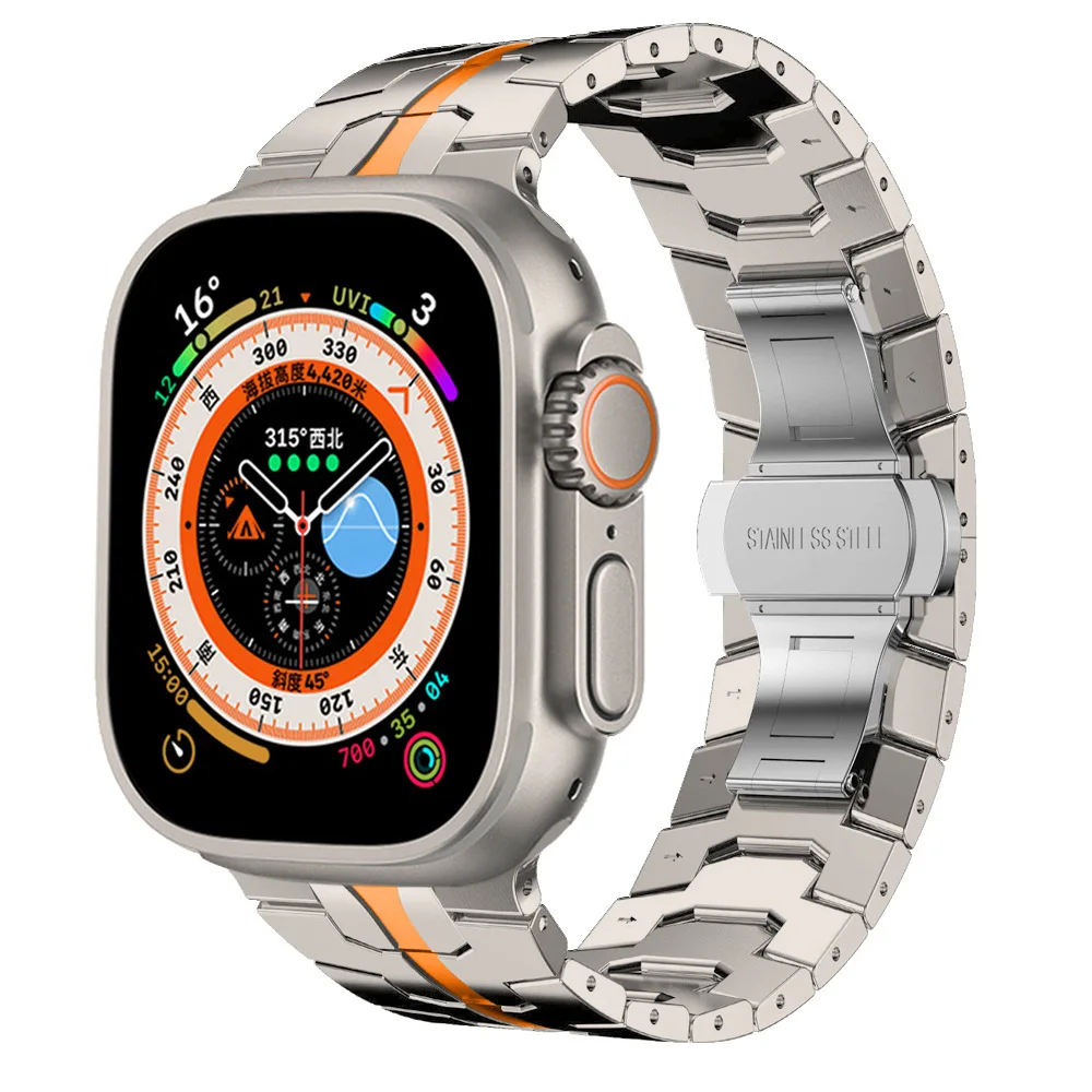 

Stainless Steel Band for Apple Watch Ultra Band 49mm 45mm 44mm 42mm 38mm 40mm 41mm Strap for iWatch Series 9 8 7 6 5 4 3 SE