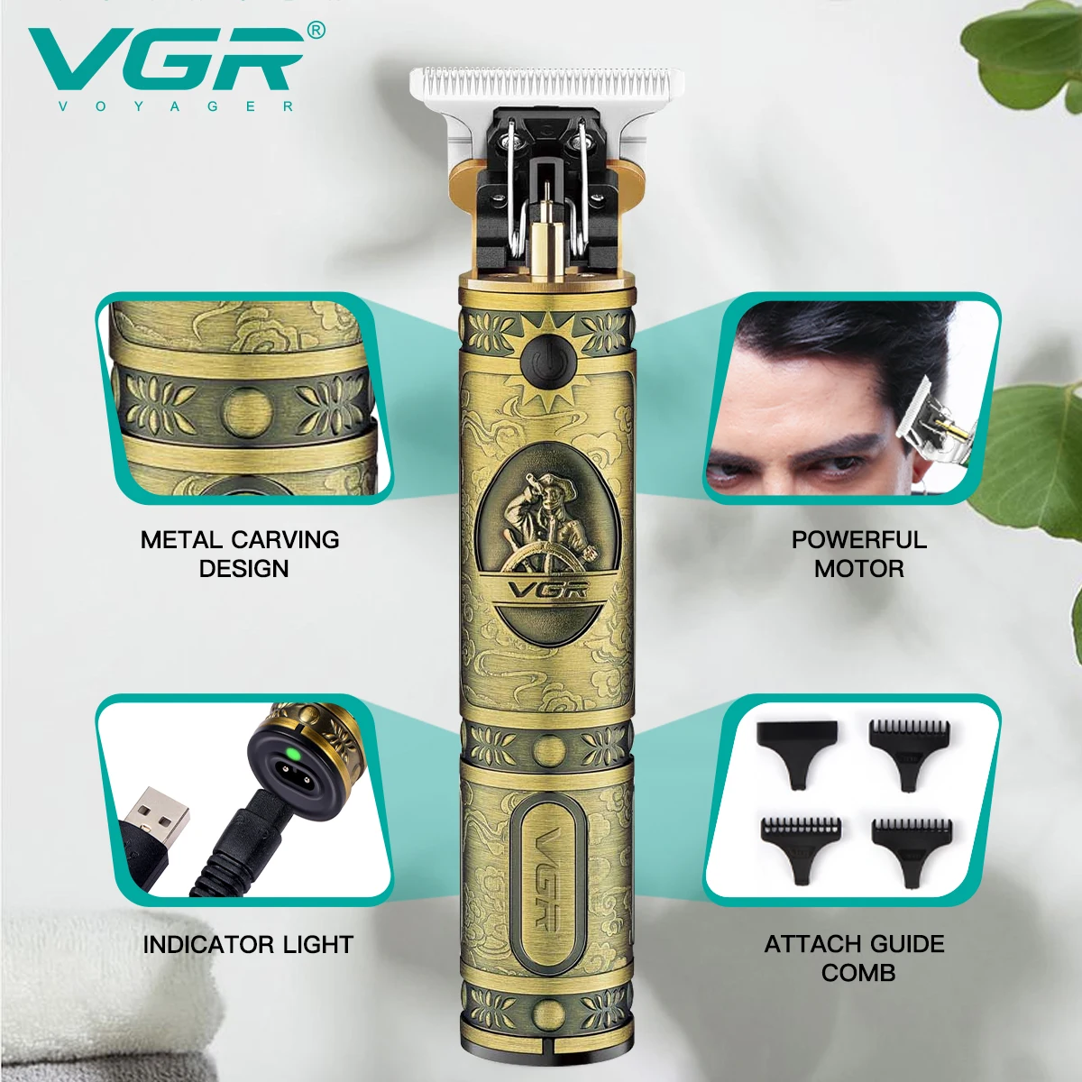 

VGR Hair Trimmer for Barber Men Detail Electric Hair Clipper Electric Razor Edge Finishing Machine Hair Cutting Machine Haircut