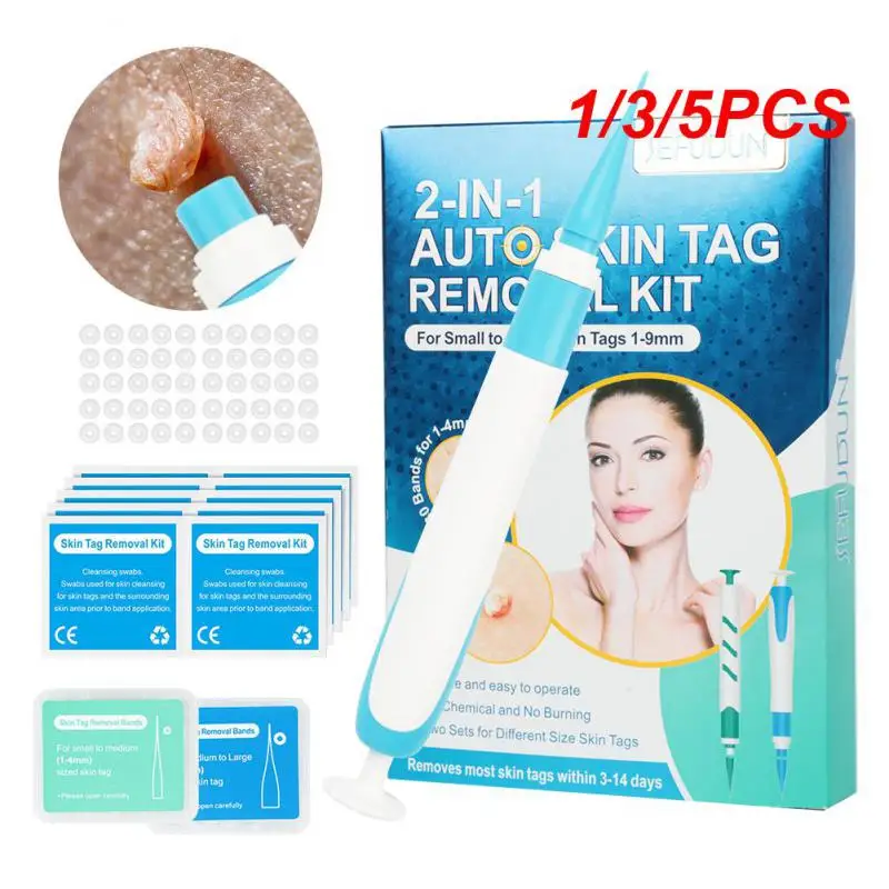 

1/3/5PCS Auto Skin Tag Removal Kit Painless Skin Label Mole Acne Wart Removal Pen Set with Cleansing Swabs Facial Beauty Care