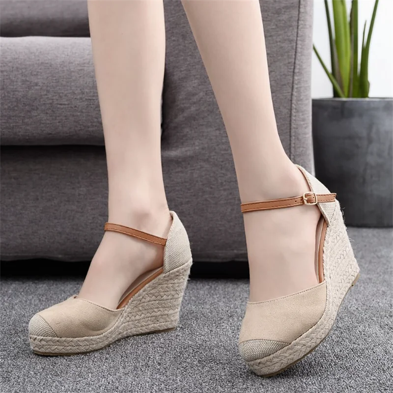 

Mary Jane Women Sandals Bohemian Style Summer Shoes For Hemp Rope High Heel Gladiator Sandalias Mujer Elegant Wedges Shoes