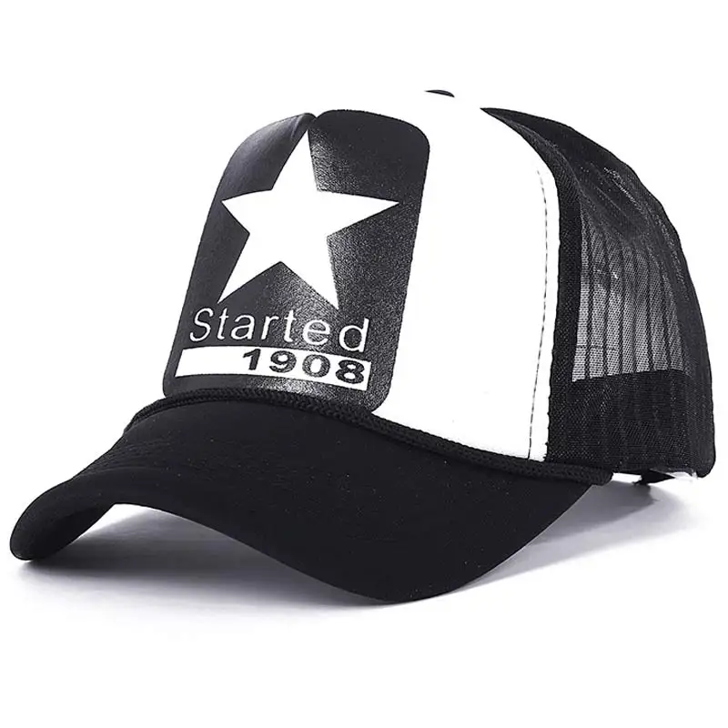 

Кепка-тракер Мужская сетчатая, регулируемая, с рисунком звезд, желтая, красная, белая, на лето