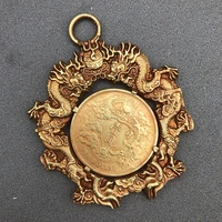gilding pendant double dragon copper gilding ornaments gold coin ancient auspicious pendant home craft ornaments