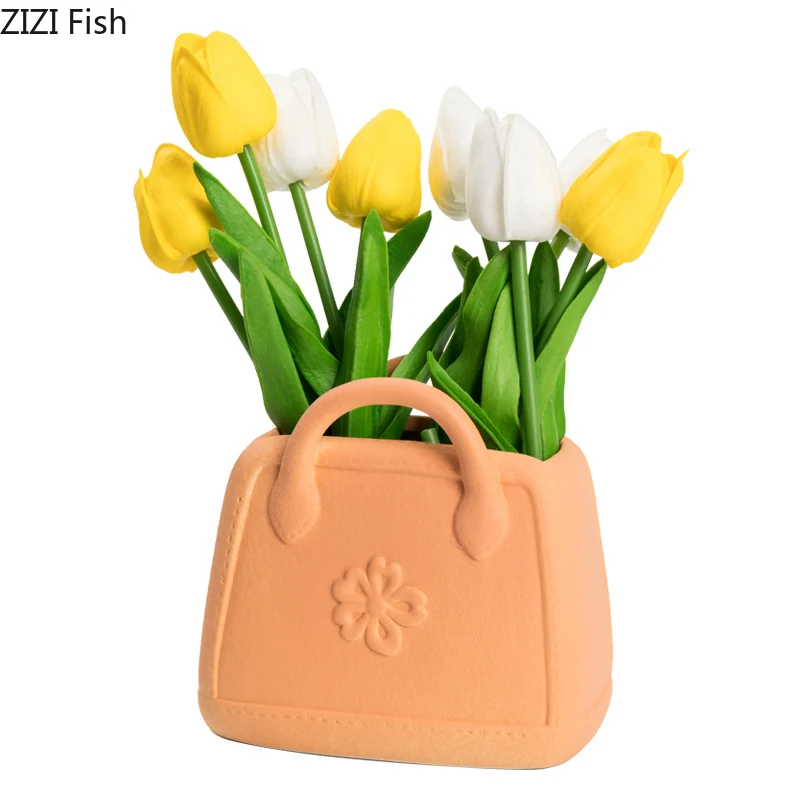 Креативные дамские сумочки вазы керамические крафтовые цветочные горшки