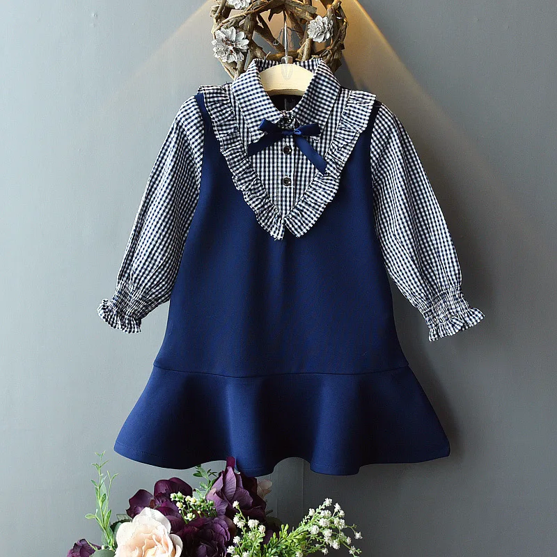 

2022 Fake 2 Pieces New Dresses for Girls Kids Clothes Fashion Wedding Dress Girl Princess Dress Children Wear Party Star Casual