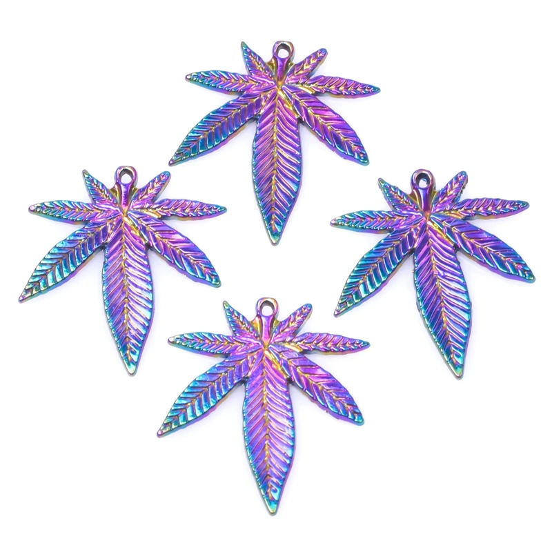 

5PCS Alloy Snowflake Maple Leaf Charms Pendant Accessory Rainbow Color For Jewelry Making Necklace Earring Metal Bulk Wholesale