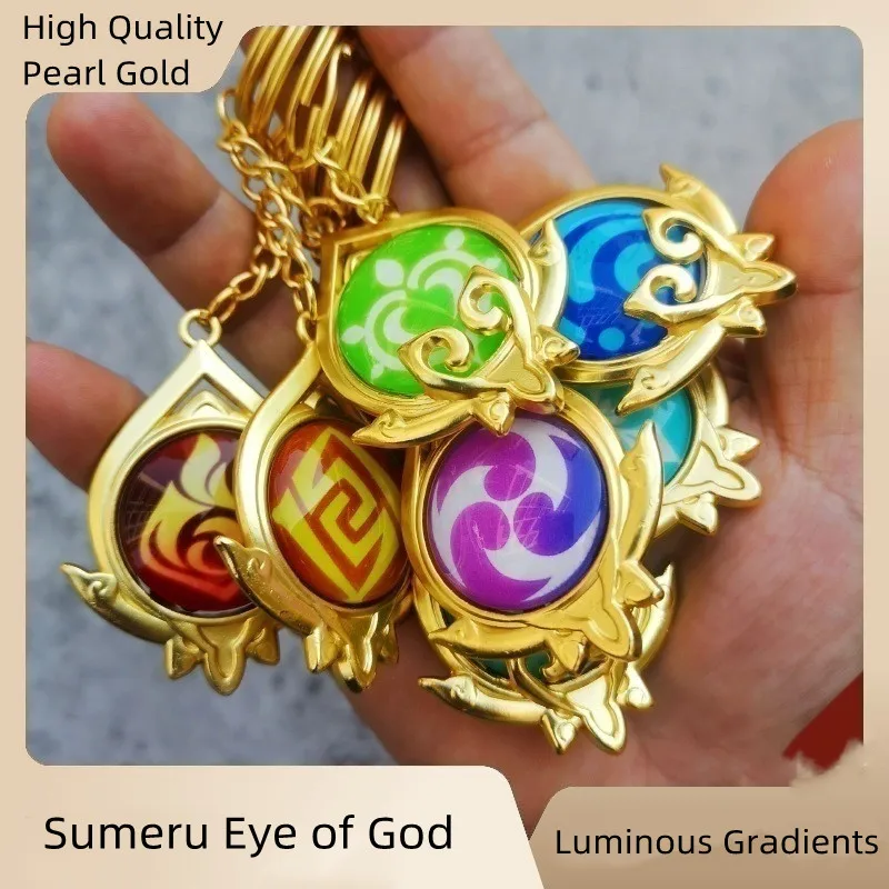 

Anime Game Genshin Impact Vision Sumeru Nahida Scaramouche Keychain Luminous Gradients 7 Element Eye Of Original God Toy Keyring