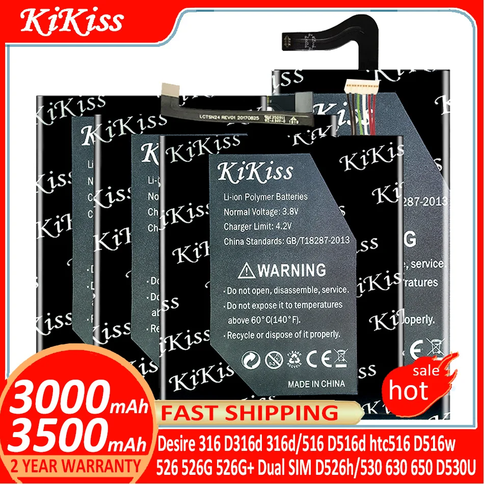 

KiKiss Battery For HTC Desire 316 D316d 316d/516 D516d htc516 D516w/526 526G 526G+ Dual SIM D526h/530 630 650 D530U Batterij