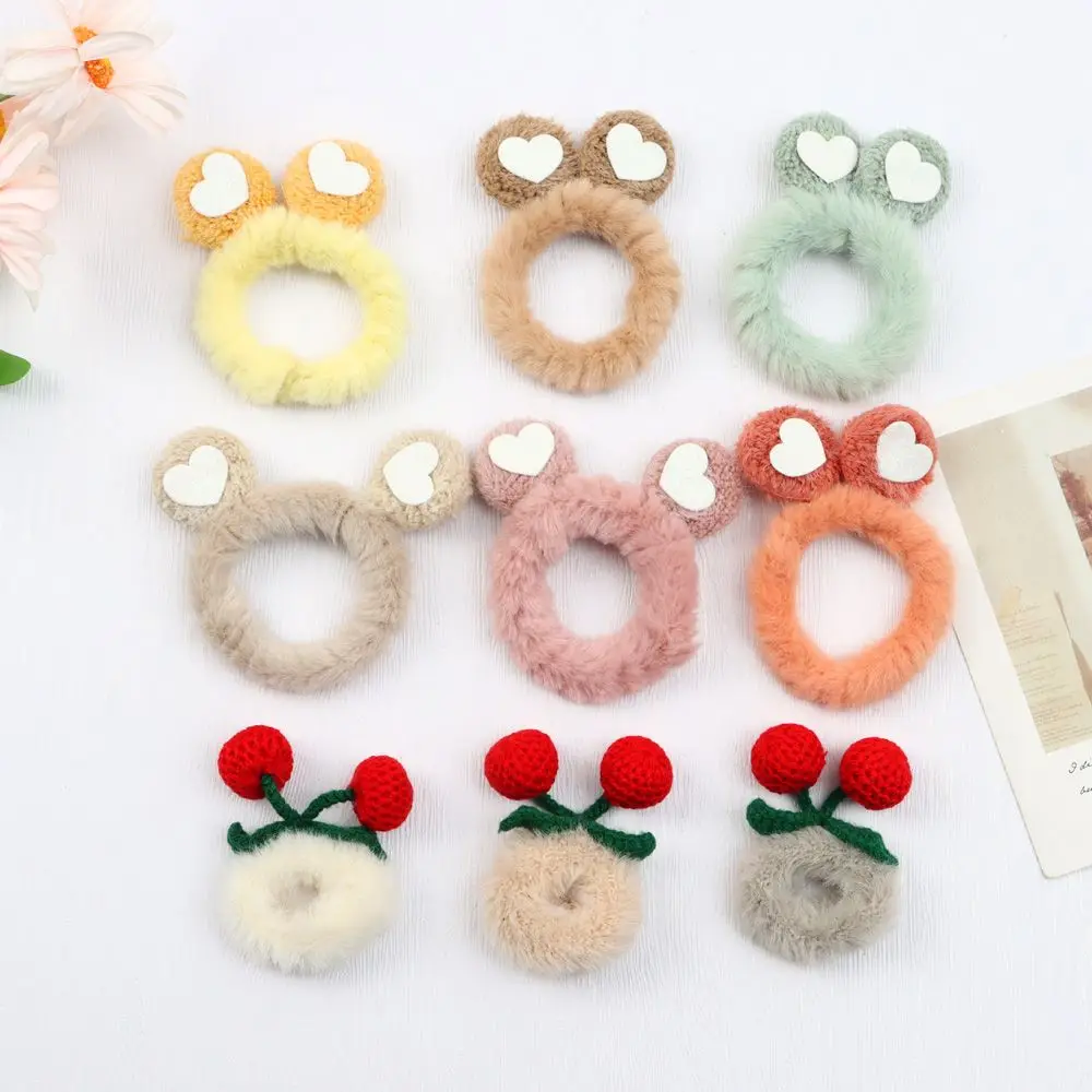 

Ornaments Female Rubber Band Headwear Elastic Kids Hairball Children Hair Band Kids Plush Hairpin Children Hair Clip