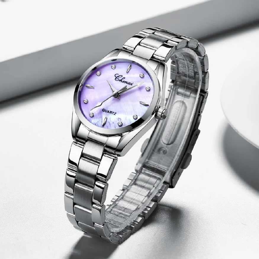 CHENXI Women Watches Rhinestone & Shell dial Clock Quartz Wristwatches Ladies Top Luxury Brand Fashion Watch montre femme enlarge